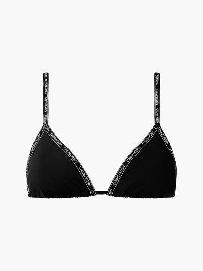 Calvin Klein Fürdőruha HU762125 | Calvin Klein Logo Tape Triangle Női Bikini Felső Fekete